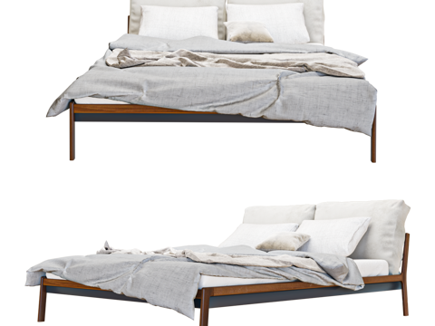  现代双人床 双人床3d模型 