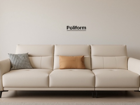 现代奶油多人沙发su模型