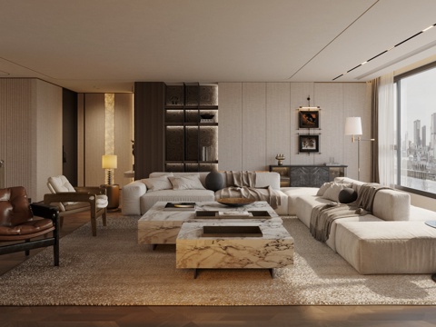  现代意式客餐厅 轻奢意式客餐厅 高级灰客餐厅 海派风客餐厅3d模型 