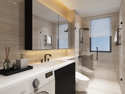  现代卫生间模型洗衣机3d模型 