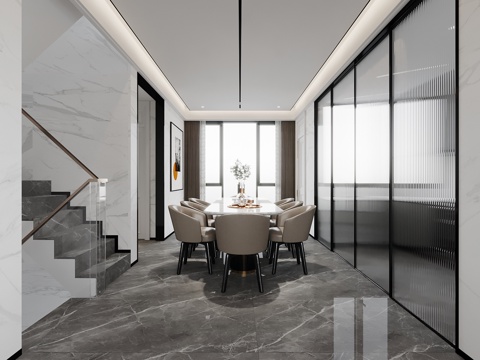 现代餐厅su模型