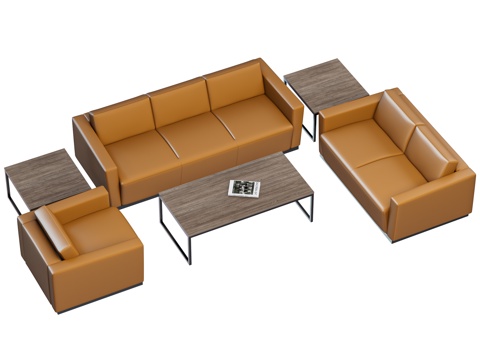 现代沙发茶几组合 办公沙发 接待沙发 洽谈沙发 等候沙发 休su模型