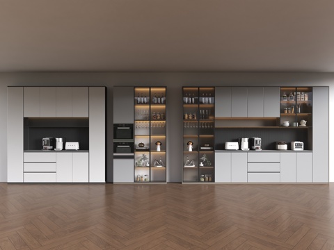 餐边柜-现代餐边柜-简约厨房柜-酒柜餐边柜-备餐柜-厨房柜su模型