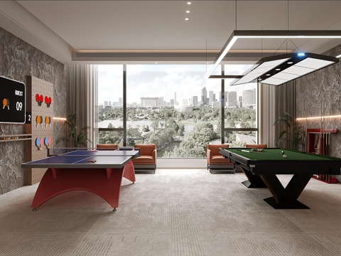  乒乓球室3d模型 