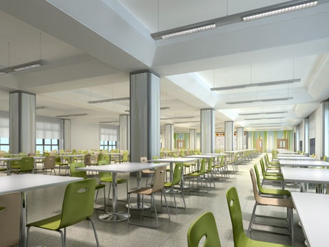  餐厅 食堂 现代餐厅3d模型 