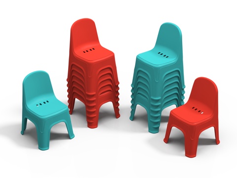  塑料椅子 小凳子 靠背凳子 靠背椅子 换鞋凳 矮椅子 换鞋椅3d模型 