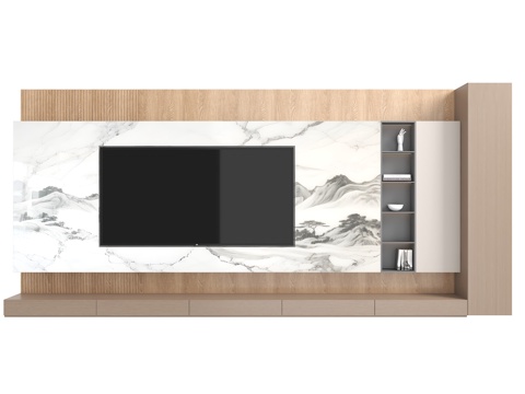 客厅背景墙 大理石背景墙 山水大理石 现代客厅背景墙 电视背su模型