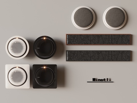 现代天花吸顶音响 低音炮影音设备su模型