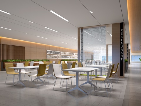  餐厅 食堂 现代餐厅3d模型 