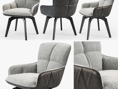 现代休闲椅 布椅单椅 扶手椅书椅su模型