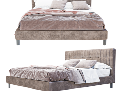  现代双人床 双人床3d模型 