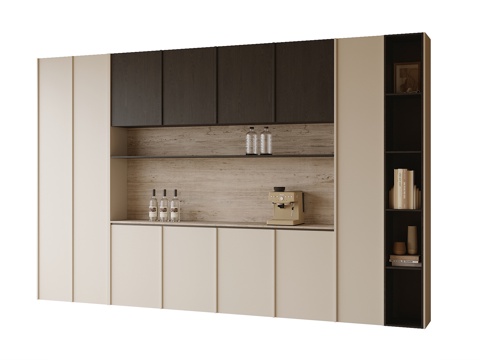 现代餐边柜 酒柜su模型