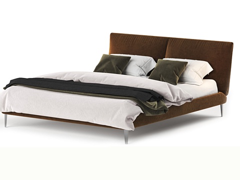  现代双人床 双人床3d模型 