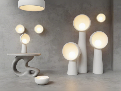 现代艺术陶瓷落地灯 陶瓷灯柱 球形灯罩su模型