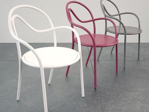 现代简约休闲椅 铁艺单椅 餐椅 户外椅su模型