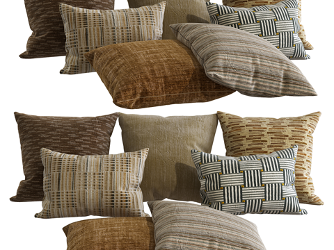  中古风布艺沙发抱枕3d模型 