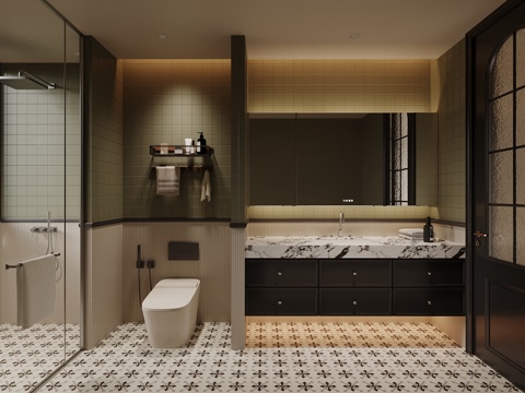  法式卫生间 浴室柜 马桶3d模型 