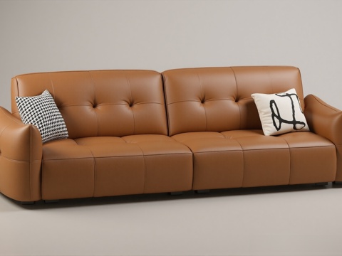 现代中古双人沙发su模型