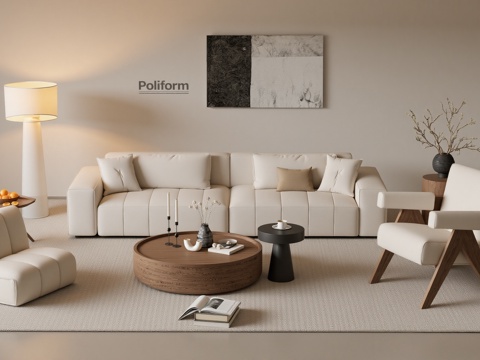 现代中古沙发组合su模型