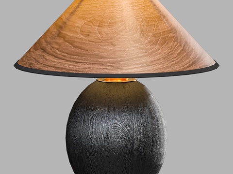  中古风台灯 中式台灯 木纹台灯 桌面台灯3d模型 