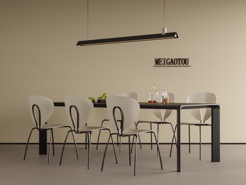 现代餐桌椅 餐椅 单椅 餐厅吊灯su模型