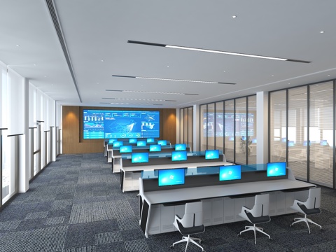 现代指挥控制室 消防指挥中心 控制中心 调度中心 城市大脑su模型