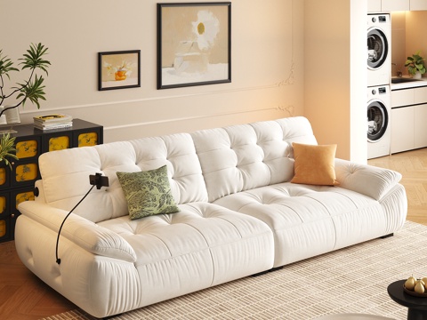 现代双人沙发 布艺沙发su模型