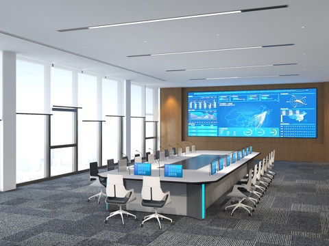 现代办公室 现代会议室 现代办公椅 现代办公桌 指挥中心 指su模型