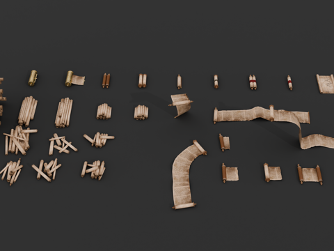 卷轴 复古卷轴 老旧卷轴 古罗马卷轴 中世纪卷轴su模型