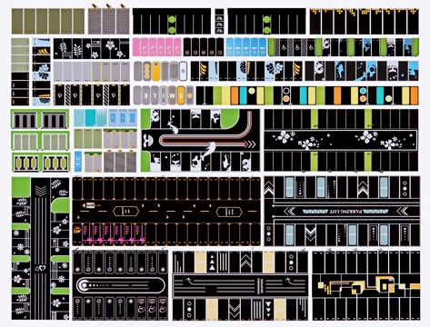 现代停车位 创意停车场 示范区停车位 生态停车场 趣味停车位su模型