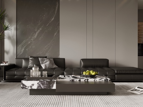 现代意式客厅 沙发茶几组合su模型