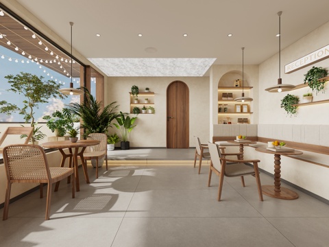  侘寂风咖啡店3d模型 