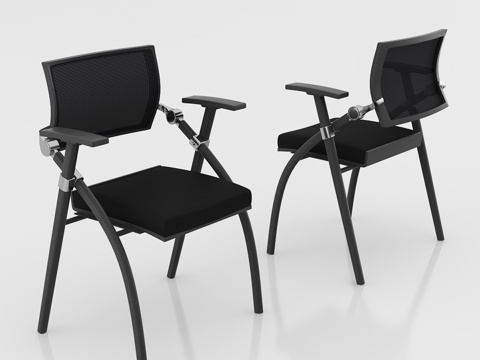  现代会议椅 网布培训椅 可折叠休闲椅 办公椅白底图3d模型 