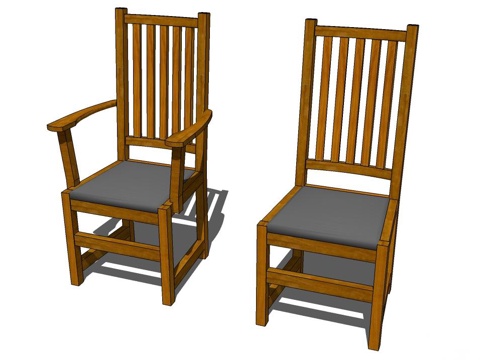 椅子 座椅 实木椅子 单椅 家居椅子 休闲椅su模型