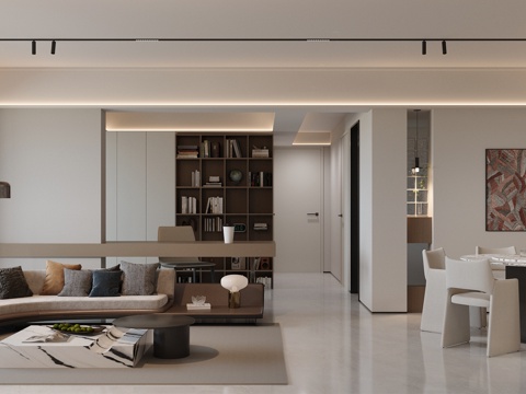 现代意式客餐厅 轻奢意式客餐厅 高级灰客餐厅 黑白灰客餐厅su模型