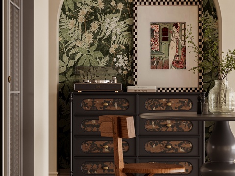 法式中古边柜玄关柜su模型