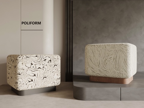 现代中古风沙发凳 换鞋凳 脚踏su模型