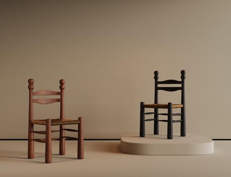 现代餐椅 中古椅子 餐桌椅 书桌椅 布艺椅子 写字椅su模型