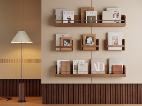 中古风书架 落地灯su模型