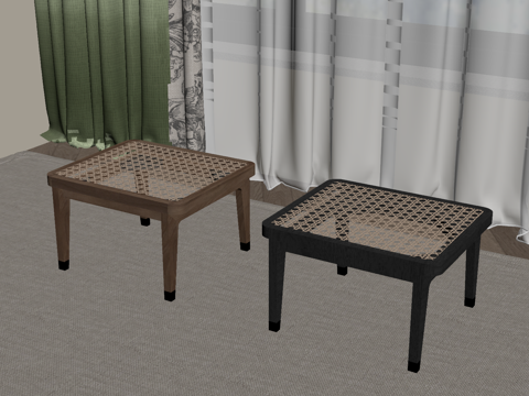 中古风凳子 实木凳子 藤编凳子su模型