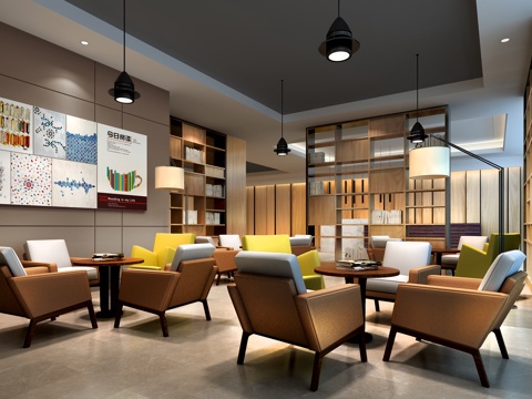  现代阅读区 休息区 洽谈区3d模型 