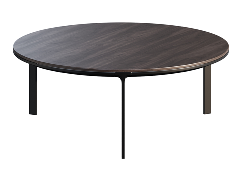  现代意式实木圆茶几3d模型 