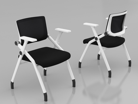  现代会议椅 网布培训椅 可折叠休闲椅 办公椅白底图3d模型 