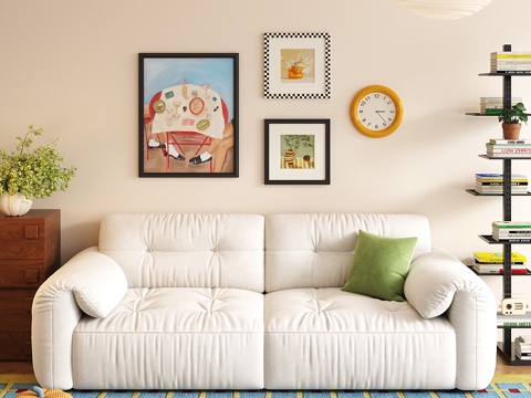 现代双人沙发 布艺沙发su模型