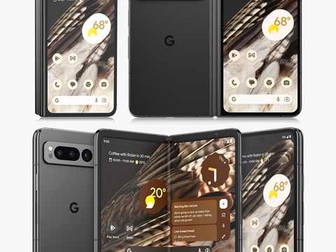  Google Pixel Fold 黑色手机3d模型 