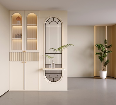 法式隔断鞋柜 玄关隔断柜su模型