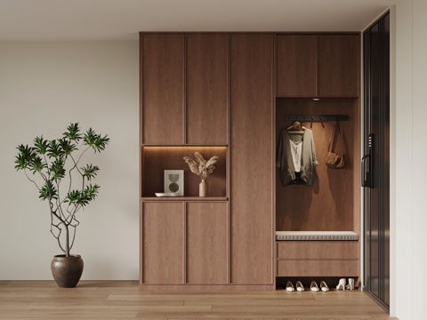 中古风玄关柜 入户鞋柜su模型