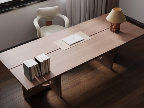 中古风书桌椅 长桌 学习用品su模型