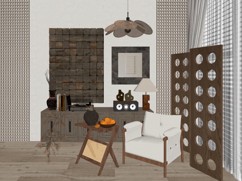 现代单人休闲椅su模型