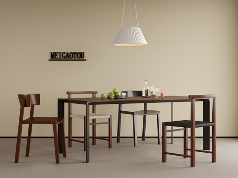 现代餐桌椅 餐椅 餐厅吊灯 餐厅su模型